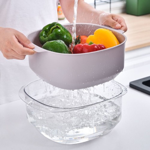 multi-functional creative double-layer draining basket fruit basin fruit washing household fruit basket large fruit plate kitchen vegetable washing basket