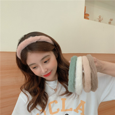 2021 New Headband Women's Cute Candy Color Coarse Hair Hairpin Korean Simple Graceful Online Influencer Headdress Plush Headband