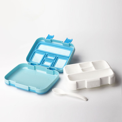 Youyue Mengxing Five-Grid Lunch Box 800ml Student Sealed Leak-Proof Lunch Box Plastic Lunch Box Tape Tableware