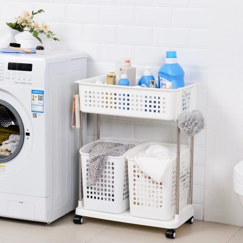 Bathroom Laundry Basket Household Storage Basket Plastic Kitchen trolley Storage Rack Laundry Basket Bathroom Large Laundry Basket