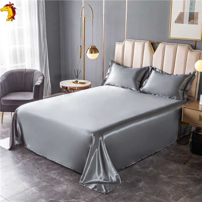 Bedding Summer Ice Silk Bed Sheets Silky Cool Pure Color Bed Bed Sheet Quilt Cover Pillowcase