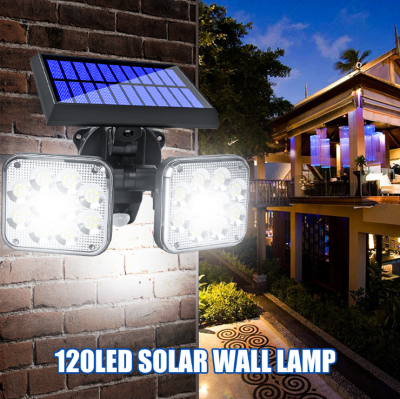 Cross-Border Solar Wall Lamp Human Body Induction Double-Headed Rotatable Household Waterproof Solar Garden Lamp
