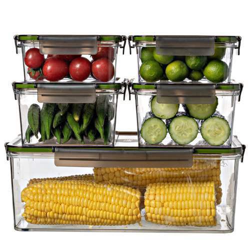 Kitchen Sealed Crisper Refrigerator Large Capacity Rectangular Fruit Bento Box Storage Transparent Food Grade Box