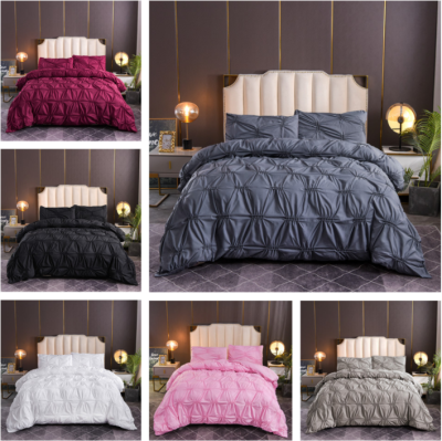 Bedding Solid Color Twisted Flower Pull Flower Four-Piece Quilt Cover Bed Sheet and Pillowcase Factory Direct Sales