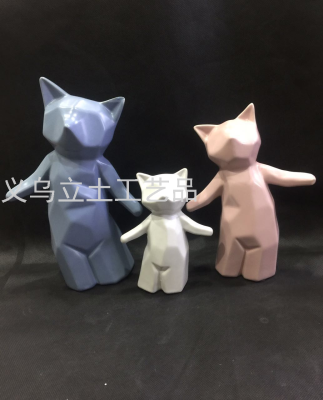 Gao Bo Decorated Home Home Decoration Ceramic Art Decoration Cat Three-Piece Set a Family of Three