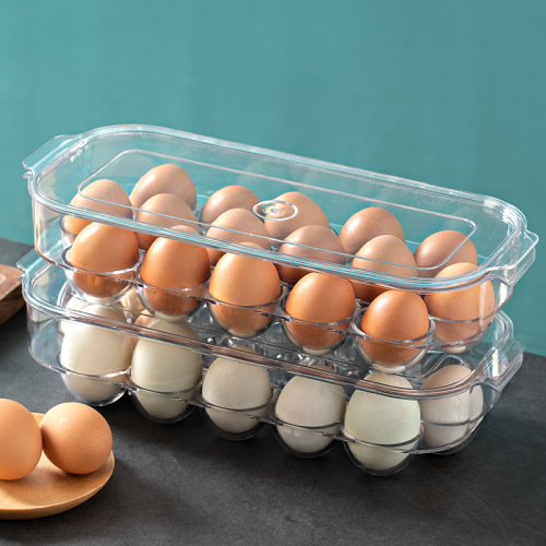 Kitchen Food Preservation Egg Storage Box 16 Grid Refrigerator Egg Box with Lid Transparent Thickened Duck Egg Tray 