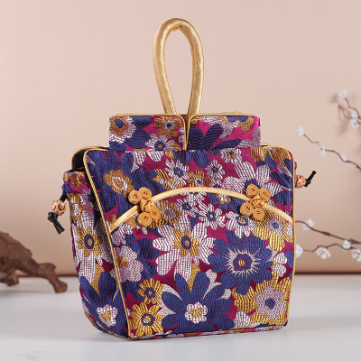 Origin Supply New Creative Printing Single Handle Handbag Republic of China Style Cheongsam with Bag Chinese Buckle Handbag