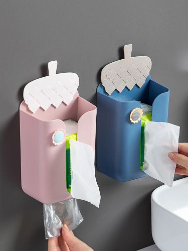 Paper Extraction Box Home Wall-Mounted Creative Tissue Box Living Room Punch-Free Multifunctional Storage Box Tissue Box