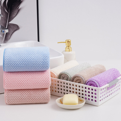 Warp Knitted Plain Pineapple Plaid Towel Household Face Towel Wholesale Breathable Water Absorbent Wipe Hair Holiday Couple Hand Towel