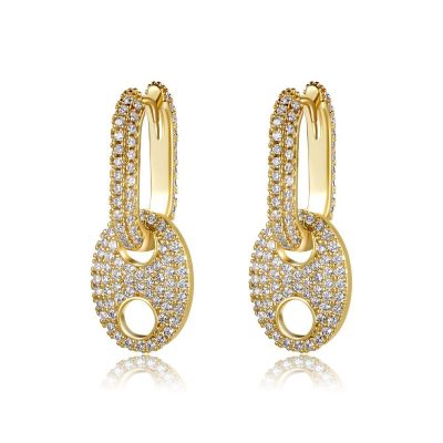 INS Same Style Pig Nose Earrings Copper Plating 18K Real Gold Zircon Earrings Cross-Border New Arrival Hot Selling Earrings