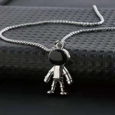 European and American Fashion Brand Necklace Men's Hip Hop Personality Astronaut Spaceman Pendant Couple Fashion Ornament Factory Direct Sales