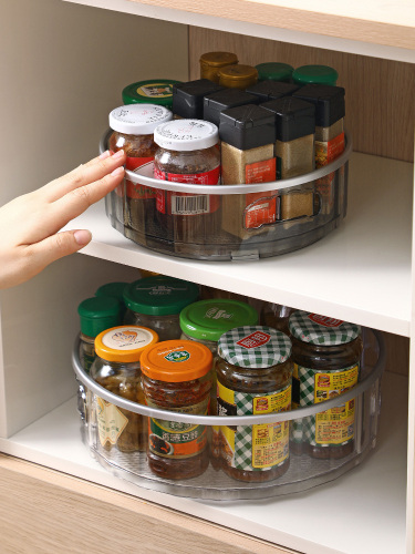 plastic Kitchen Seasoning Rack Rotatable Multifunctional Seasoning Seasoning Multi-Layer Storage Box Storage Rack 