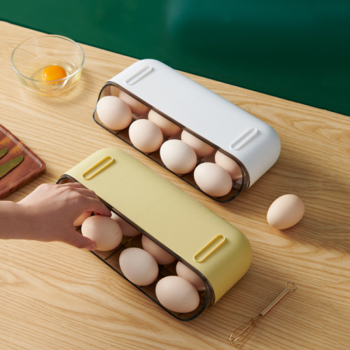 Egg Storage Box for Refrigerator Fresh-Keeping Rolling Egg Box Holder Drawer-Type Kitchen Storage Egg Box Household