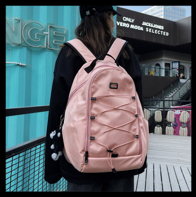 2021 New College Students Bag Women's Korean-Style Nylon Backpack Solid Color Casual Early High School Student Backpack Men