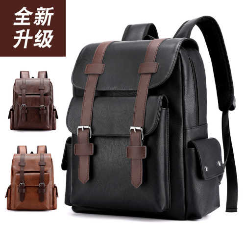 Factory Supply Korean Fashion Backpack Men‘s Computer Bag Student Schoolbag Business Commuter Bag