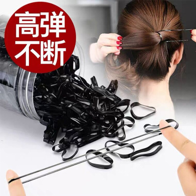 Disposable Rubber Band Thickening Bolding Adult and Children Tie Hair Small Rubber Band Hair Friendly String Black Rubber Gasket