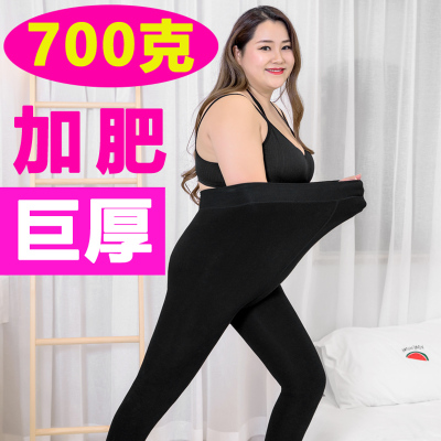  Oversized Underwear Leggings Fat Girl plus Size Fleece-Lined Trousers Thickened Step-on Extra Large Size  Warm Pants