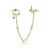 INS Style Chain Cloud Ear Clip Stud Earrings Copper Plating 18K Real Gold Water Drop Zircon Eardrops Earrings