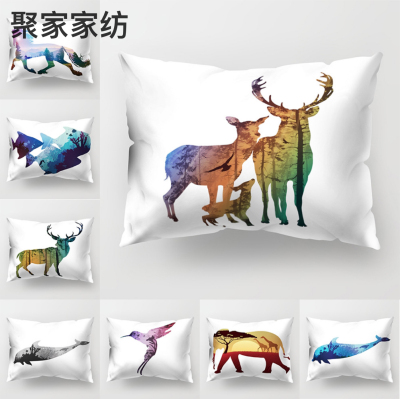 Tropical Rainforest Cartoon Animal Silhouette Short Plush Simple Fashion Sofa Cushion Cushion Cover
