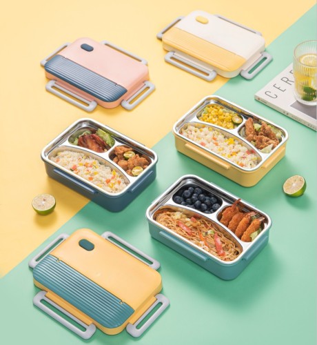 5729 japanese stainless steel lunch box （deepening） portable lunch box with chopsticks spoon lunch box wholesale