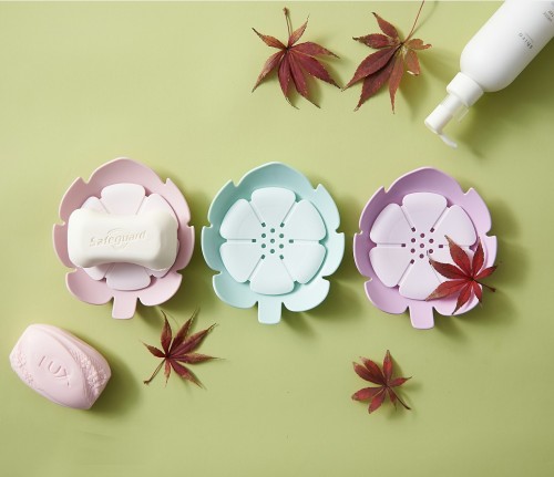 maple leaf soap box double-layer draining soap box bathroom plastic soap tray toilet soap holder card