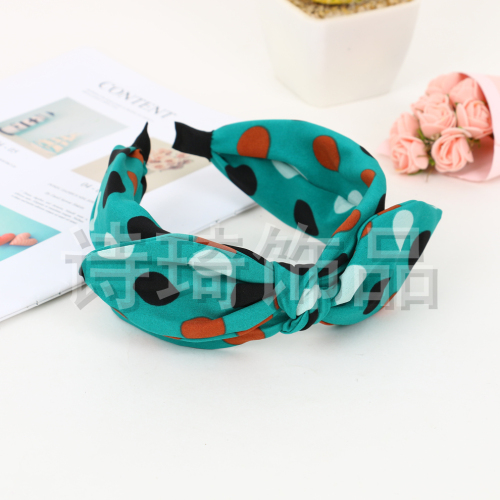 colorful dot pattern decoration middle knotted female headband women‘s all-match headband non-slip wide-brimmed hairpin hair accessories