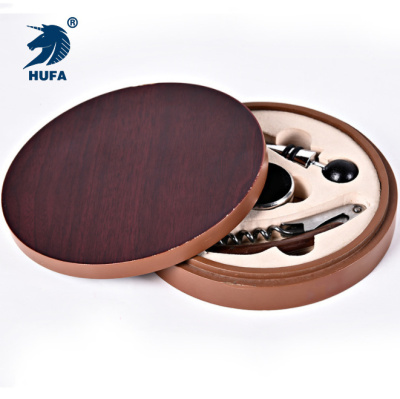 round Box Four-Piece Red Wine Wine Set Bottle Opener Packing Box Promotional Gifts Wholesale Factory Direct Sales