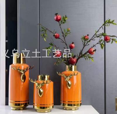 Gao Bo Decorated Home Home Crafts European Daily Decoration Ceramic Vase Three-Piece Set