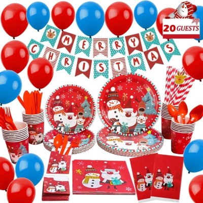 Christmas Party Disposable Paper Tableware Set Christmas Decoration Supplies