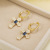 Cross-Border New Arrival Sapphire Cross Earrings 18K Gold Color Protection Ornament Micro Inlaid Zircon Ear Ring European and American Style