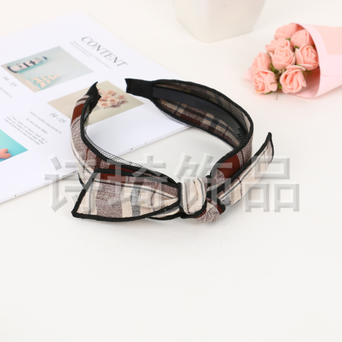 japanese fabric striped plaid preppy style headband middle knotted simple retro student hair accessories mori