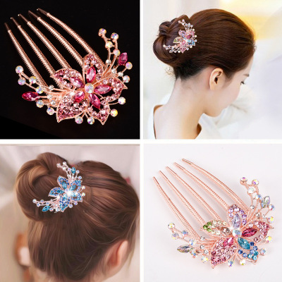 Hair Comb Hair Comb Women's Korean Rhinestone Barrettes Adult Hairpin Hairpin Hair Clasp Updo Gadget Back Head Hair Accessories Headdress