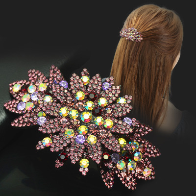 Rhinestone Big Horizontal Clip Mother Barrettes Back Head Head Clip Barrettes Headdress Hair Clip Hairpin Adult Colorful Crystals