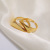 Cross-Border New Arrival Pairs of Double Love Heart-Shaped Ring 18K Gold Color Protection Ornament 2-in-1 Couple's Ring Spot Goods