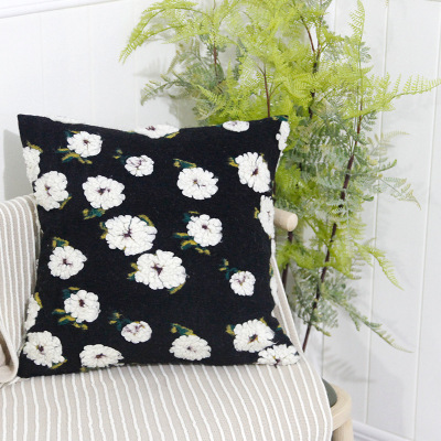 2021 New American Idyllic Minimalist Pillow Embroidery Nordic Sofa Cushion Cover Lamb Wool Bedside Cushion