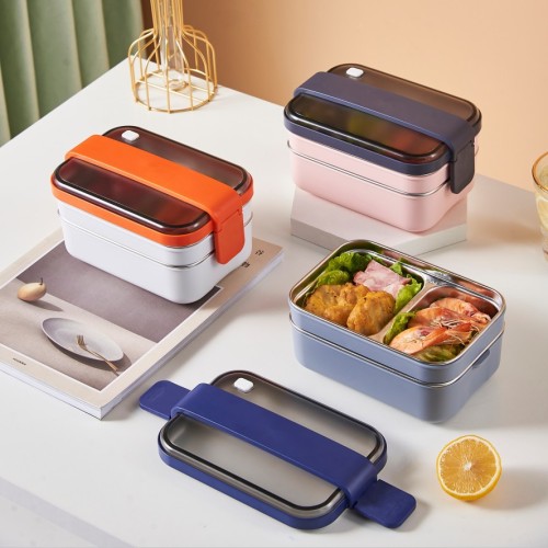 d double-layer stainless steel lunch boxes grid lunch box 304 stainless steel portable lunch box