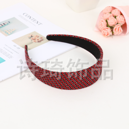 Twill Wide-Brimmed Plaid Pattern Simple Classic Seamless Girl Student Headband Japanese Style Simple Cute Headband