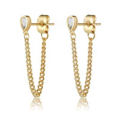 Korean Style New Chain Earrings 18K Gold Color Protection Ornament 925 Silver Needle Anti-Allergy Earrings Earrings