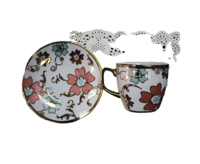 Customized promotion 6pcs tea cup and saucer sets tea cup an