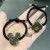 Classic Four-Leaf Clover Hair Rope Big Name Printing Hair Ring Mickey Cowhide Retro Style Half Hair Updo Ponytail Hair Band