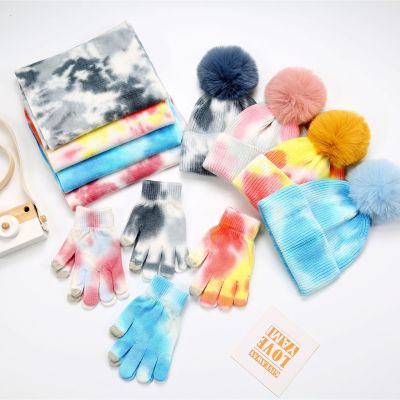 Winter Children's Hat Scarf Gloves Three-Piece Suit Boys and Girls Children Cute Casual Knitted Wool Keep Warm Suit