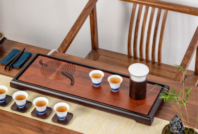 Wholesale Xiangfu Bamboo Dry Pour Tea Tray Water Storage Type Tea Pitcher Office Home Tea Set Fish Yue