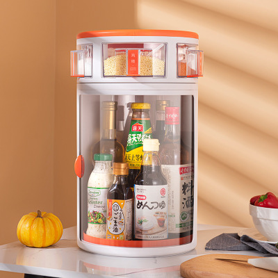 Kitchen Condiment Rack Multi-Functional Rotating Seasoning Rack Oil and Salt Soy Sauce and Vinegar Bottle Shelf Household Multi-Layer Floor