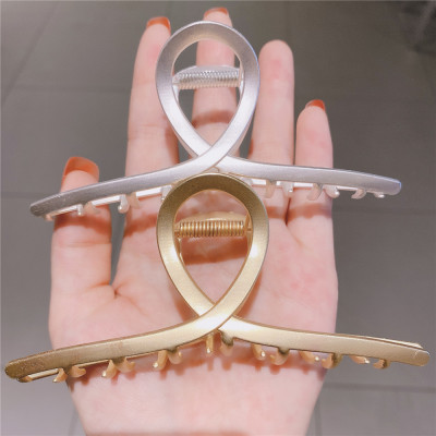 Cross Hollow Gold Metal Barrettes Back Head Large Size Grip Korean Simple Temperamental Shark Clip Clip Hairware