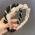 Korean Style Internet Celebrity Solid Color Winding Pearl Grace All-Match out Organza Pleated Super Fairy Hair Fixer Headband Headband Women