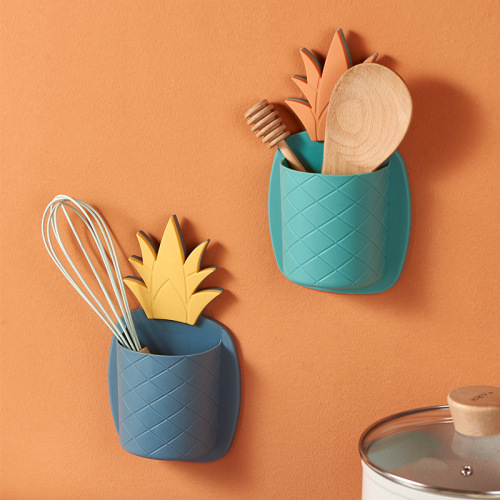 new kitchen knife and fork chopsticks rack wall punch-free cute pineapple rack simple pp storage rack