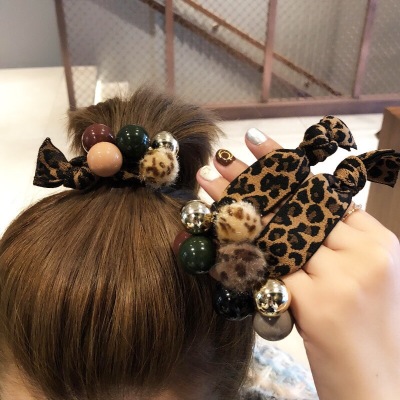 Japanese and Korean Leopard Print Classic Hair Band Personality All-Matching Graceful Rough Rubber Band Headdress Simple Cross-Border Hair Accessories Ponytail Hair String