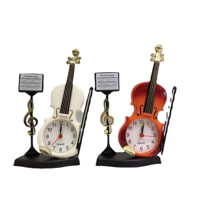 Personalized Antique Guitar Musical Instrument Creative Alarm Clock Fashion Music Equipment Modeling Pendulum Clock