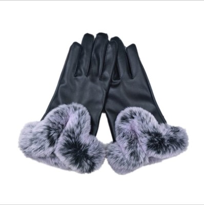 Full Touch Screen U Mao Mouth Leather Gloves Female Winter Wholesale Spot Warm Washed Leather Velvet Mouth New Touc
