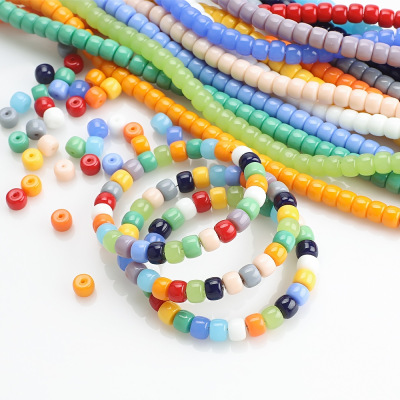 New 6x8 Glossy Barrel Beads Middle Hole Cylindrical Glass Crystal Beads DIY Ornament Mobile Phone Charm Materials Accessories
